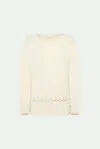 Malo Alma Embroidered Cashmere Rib V-neck Sweater In Neutral