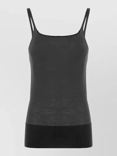 Malo Scoop Neck Sleeveless Knit Ribbed Hem Top In Multi