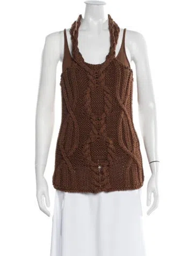 Pre-owned Malo Scoop Neck Sleeveless Top In Brown
