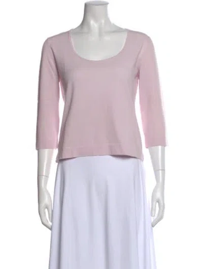 Pre-owned Malo Scoop Neck Three-quarter Sleeve Top In Purple