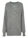 Malo Sequin-embellished V-neck Sweater In Gray