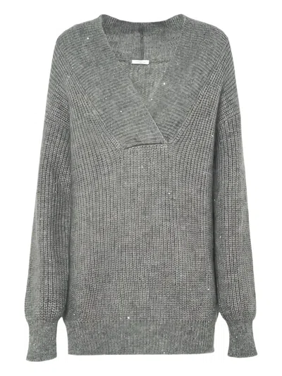 MALO SEQUIN-EMBELLISHED V-NECK SWEATER