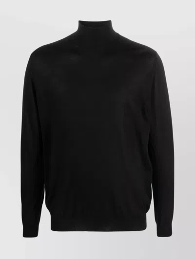 Malo Shaved Cyclist Silk Cashmere Sweater In Black