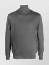 Malo Shaved Cyclist Turtleneck Sweater With Ribbed Finish In Gray