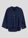 Malo Shirts With Collared Neck And High-low Hem In Blue
