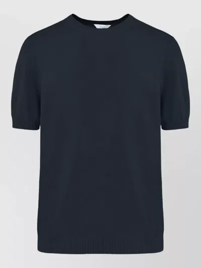 Malo Short Sleeve Crew Neck Knit Sweater In Blue