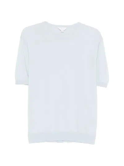 Malo Short-sleeve Knitted T-shirt In Blue