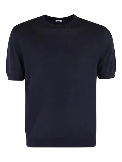 Malo Short-sleeve Knitted Top In Blue