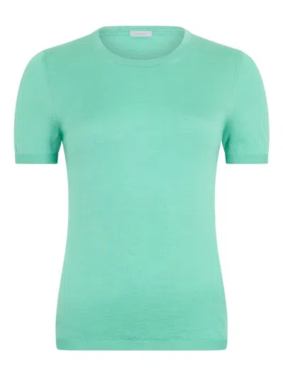 Malo Short-sleeve Knitted Top In Green