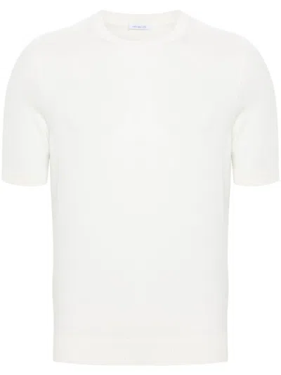 Malo Short-sleeved Fine-knit Sweater In White