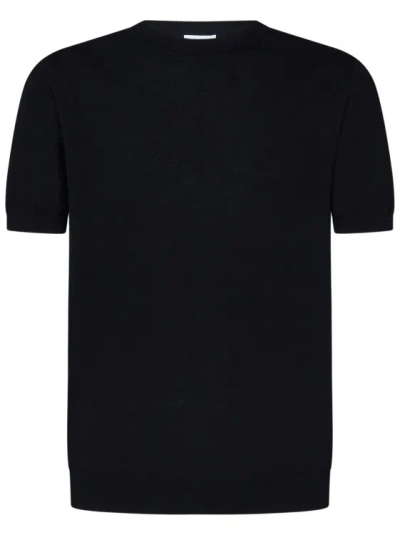 Malo Short-sleeved Crew-neck Sweater In Black