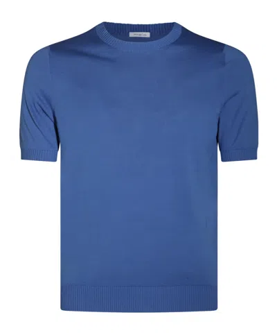 Malo Collar And Hem Short Sleeves In Blue