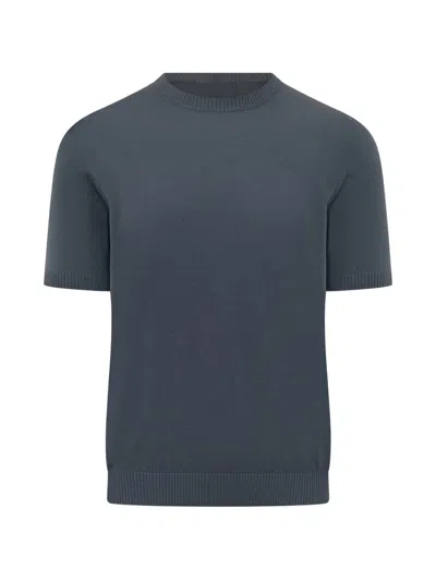 Malo Short-sleeves Crew-neck Sweater In Blue