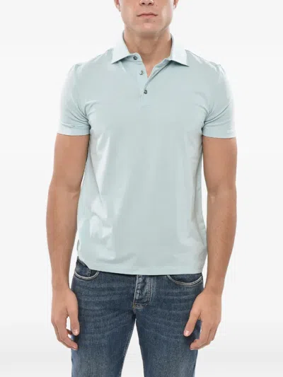 Malo Short-sleeve Button-down Polo Shirt In Blue