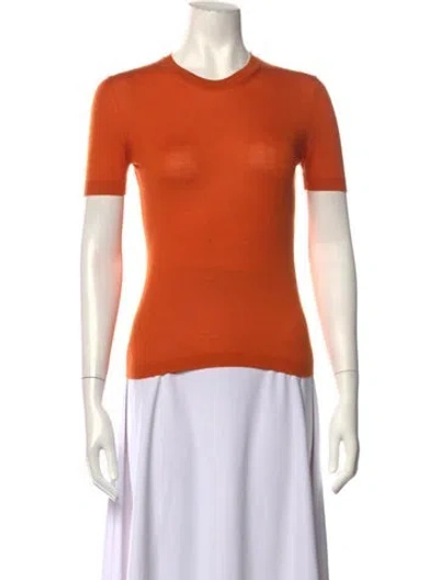 Pre-owned Malo Silk Crew Neck T-shirt In Orange