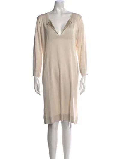 Pre-owned Malo Silk Knee-length Dress In Neutrals