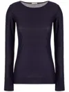 Malo Long Sleeve Round Neck Top In Blue