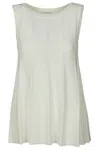 Malo Sleeveless Blouse With Flared Rib Detailing In White