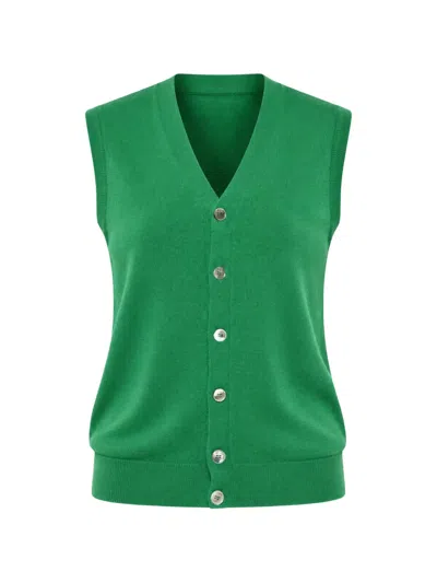 Malo Sleeveless V-neck Cardigan In Green