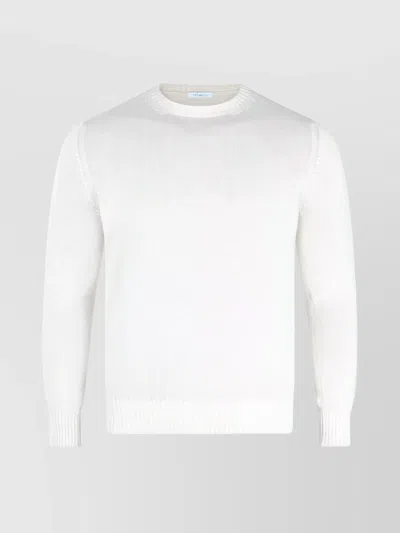 Malo Soft Texture Crewneck Sweater With Ribbed Cuffs In Beige