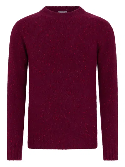 Malo Speckled Crew-neck Sweater In Burgundy