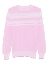 Malo Crewneck Sweater With Striped Pattern In Pink