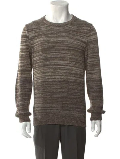 Pre-owned Malo Striped Crew Neck Pullover In Brown