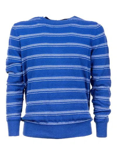 Malo Striped Crew-neck Sweater In Blue