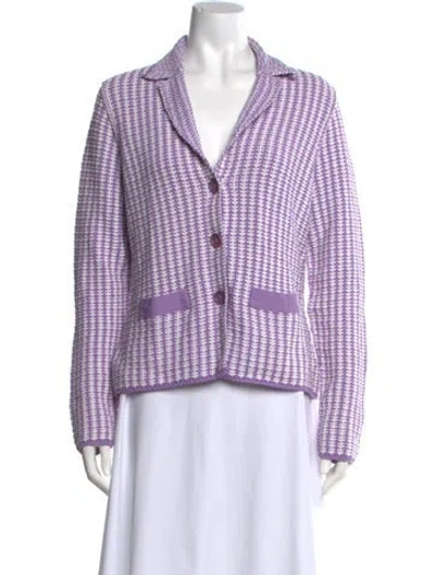 Pre-owned Malo Striped Open Front Sweater In Purple