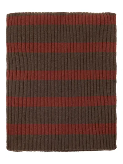 Malo Striped Scarf In Brown
