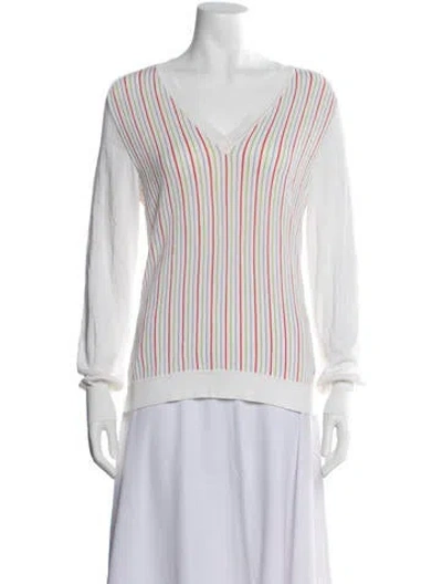 Pre-owned Malo Striped V-neck Sweater In Neutrals