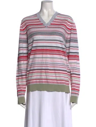 Pre-owned Malo Striped V-neck Top In Multi