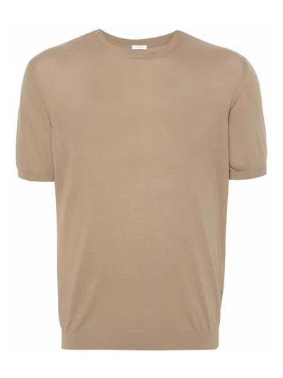 Malo Short Sleeve Crew-neck Sweater In Light Brown