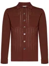 Malo Long-sleeved Brown Mak Cotton Knit Shirt In Brown