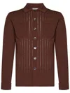 Malo Long-sleeved Brown Mak Cotton Knit Shirt In Brown