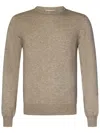 Malo Ribbed Crewneck Sweater With Long Sleeves In Beige