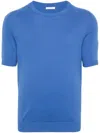 Malo Maglia Girocollo In Jersey Di Lino In Blue