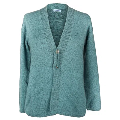 Pre-owned Malo Sweater Cashmere Blue And Brown With Safety Pin 42 / 8