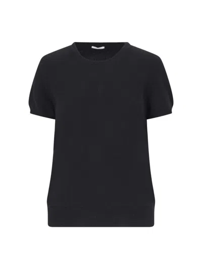 Malo Short Sleeves Cashmere Crew Neck Top In Black