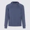 Malo Crewneck Sweater With Front Pocket And Hood In Blue