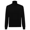 Malo Ribbed Turtleneck Knit Sweater With High Collar In Black