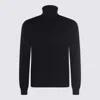 Malo Ribbed Turtleneck Knit Sweater With High Collar In Black