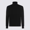 Malo Ribbed Turtleneck Knit Sweater With High Collar In Black