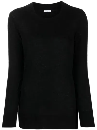 Malo Refined Crew Neck Sweater In Italian Wool In Black