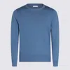 Malo Ribbed Crewneck Sweater Long Sleeves In Blue