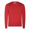 Malo Crewneck Sweater With Ribbed Cuffs And Hem In Red