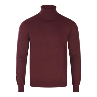 Malo Turtleneck Sweater With Ribbed Cuffs And Long Sleeves In Burgundy