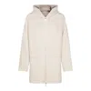 Malo Long Knitwear Crewneck With Hood And Pockets In White