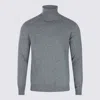 Malo Turtleneck Sweater With Ribbed Cuffs And Hem In Gray