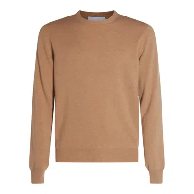 Malo Ribbed Crewneck Sweater Long Sleeves In Brown